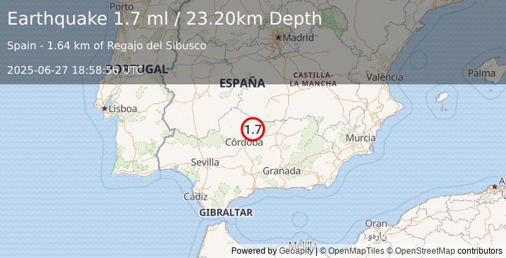 Earthquake SPAIN (1.7 ml) (2025-06-27 18:58:56 UTC)
