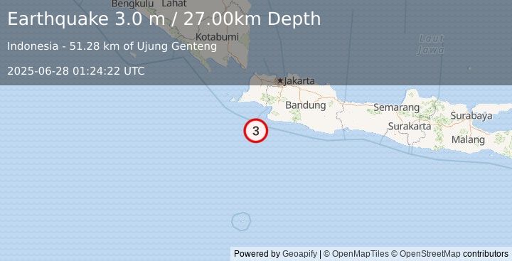 Earthquake JAVA, INDONESIA (3.0 m) (2025-06-28 01:24:22 UTC)