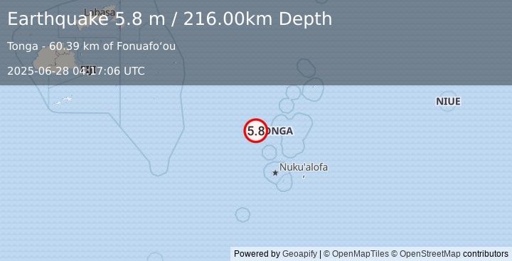 Earthquake FIJI REGION (5.5 mw) (2025-06-28 04:17:09 UTC)
