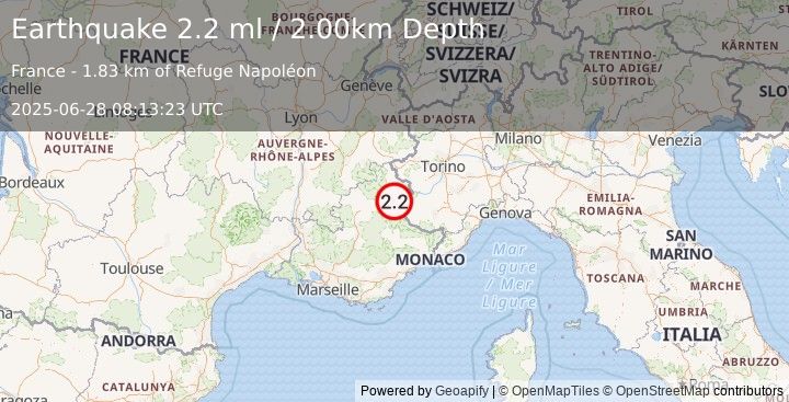 Earthquake FRANCE (2.2 ml) (2025-06-28 08:13:23 UTC)