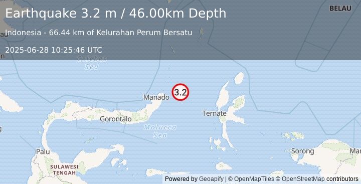Earthquake MOLUCCA SEA (3.2 m) (2025-06-28 10:25:46 UTC)