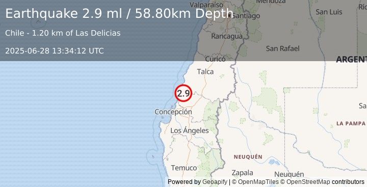 Earthquake BIO-BIO, CHILE (2.9 ml) (2025-06-28 13:34:12 UTC)
