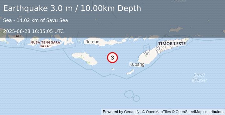 Earthquake SAVU SEA (3.0 m) (2025-06-28 16:35:05 UTC)