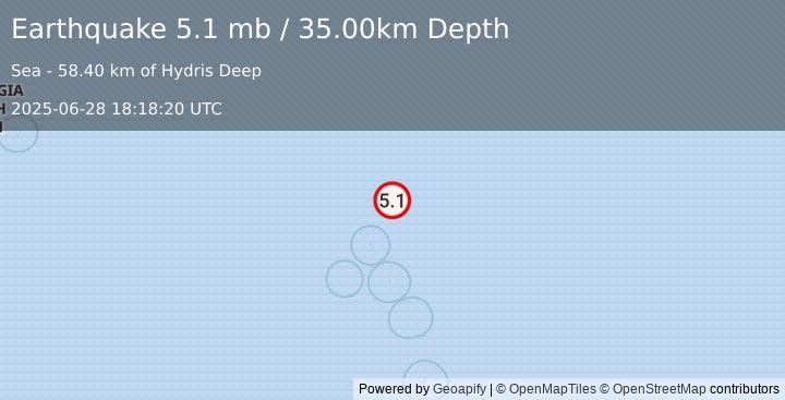 Earthquake SOUTH SANDWICH ISLANDS REGION (5.1 mb) (2025-06-28 18:18:20 UTC)