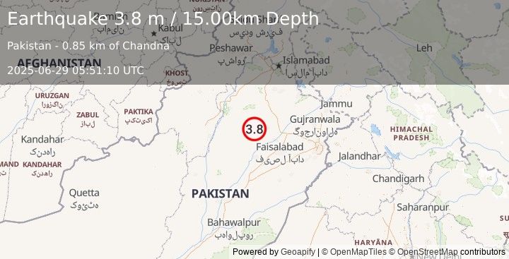 Earthquake PAKISTAN (3.8 m) (2025-06-29 05:51:10 UTC)
