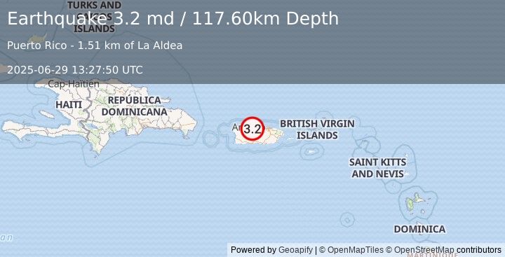 Earthquake PUERTO RICO (3.2 md) (2025-06-29 13:27:50 UTC)