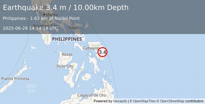 Earthquake SAMAR, PHILIPPINES (3.4 m) (2025-06-29 14:14:19 UTC)