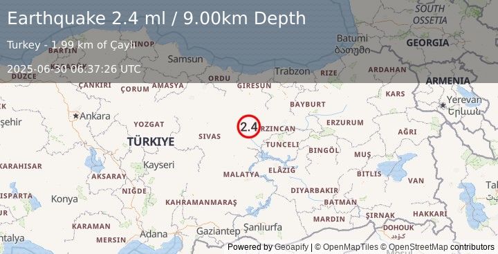 Earthquake EASTERN TURKEY (2.4 ml) (2025-06-30 06:37:26 UTC)