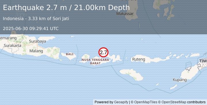 Earthquake SUMBAWA REGION, INDONESIA (2.7 m) (2025-06-30 09:29:41 UTC)