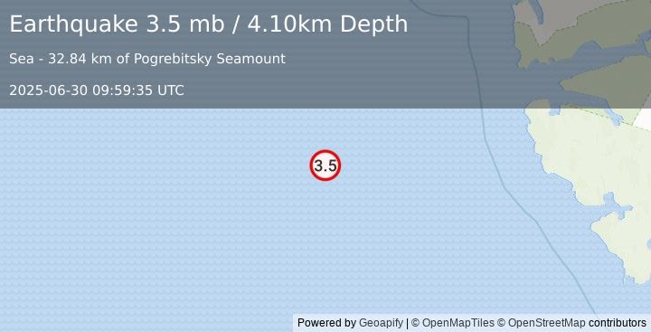 Earthquake SVALBARD REGION (3.5 mb) (2025-06-30 09:59:35 UTC)