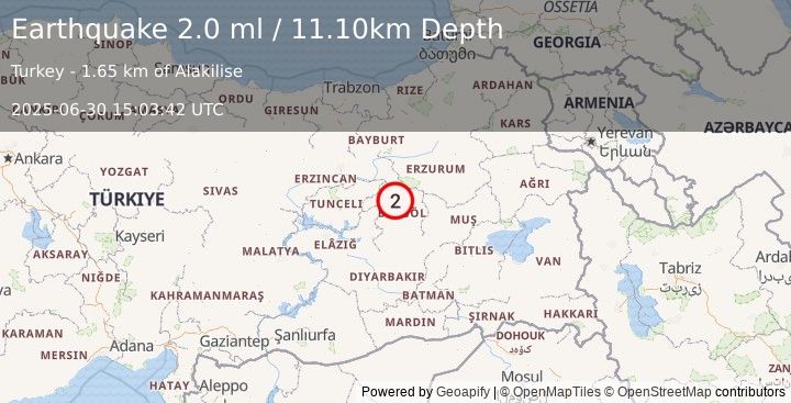 Earthquake EASTERN TURKEY (2.0 ml) (2025-06-30 15:03:42 UTC)