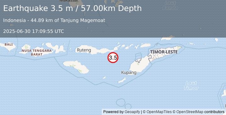 Earthquake SAVU SEA (3.5 m) (2025-06-30 17:09:55 UTC)