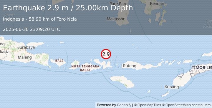 Earthquake FLORES SEA (2.9 m) (2025-06-30 23:09:20 UTC)
