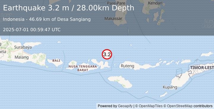 Earthquake FLORES SEA (3.2 m) (2025-07-01 00:59:47 UTC)
