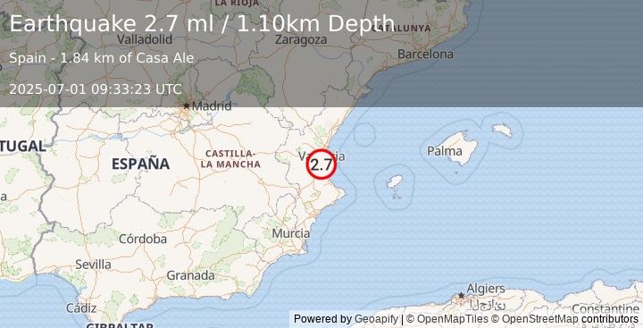 Earthquake SPAIN (2.7 ml) (2025-07-01 09:33:23 UTC)