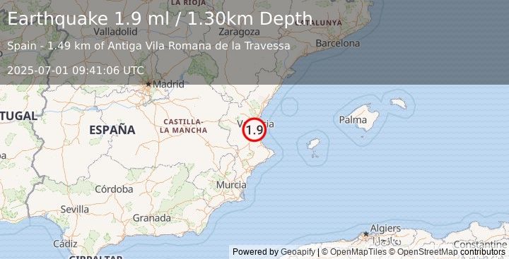 Earthquake SPAIN (1.9 ml) (2025-07-01 09:41:06 UTC)