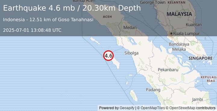 Earthquake NIAS REGION, INDONESIA (4.9 mb) (2025-07-01 13:08:47 UTC)