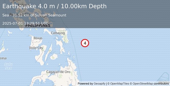 Earthquake PHILIPPINE ISLANDS REGION (3.5 m) (2025-07-01 13:30:00 UTC)