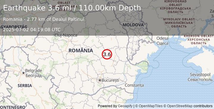 Earthquake ROMANIA (3.6 ml) (2025-07-02 04:19:08 UTC)