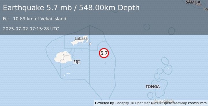 Earthquake FIJI REGION (5.6 mw) (2025-07-02 07:15:29 UTC)