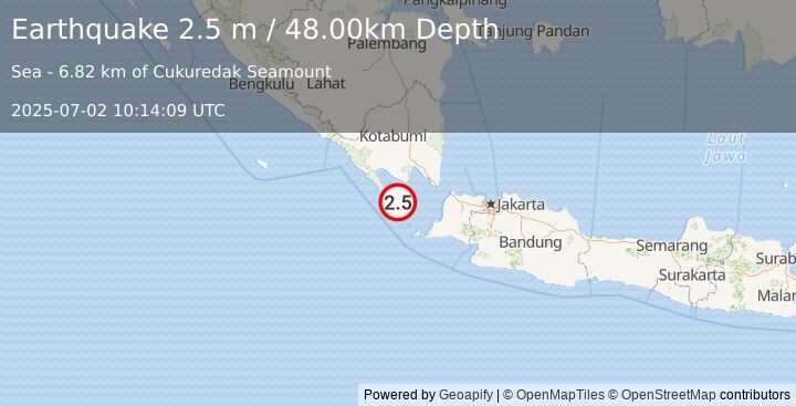 Earthquake SUNDA STRAIT, INDONESIA (2.5 m) (2025-07-02 10:14:09 UTC)