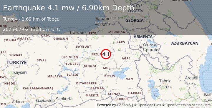 Earthquake EASTERN TURKEY (4.1 mw) (2025-07-02 13:58:57 UTC)