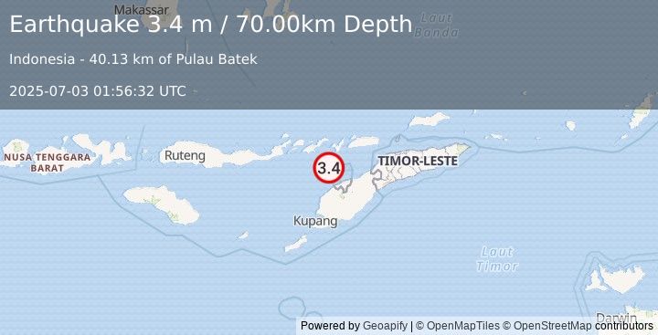 Earthquake FLORES REGION, INDONESIA (3.4 m) (2025-07-03 01:56:32 UTC)