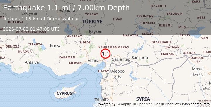 Earthquake CENTRAL TURKEY (1.1 ml) (2025-07-03 01:47:08 UTC)