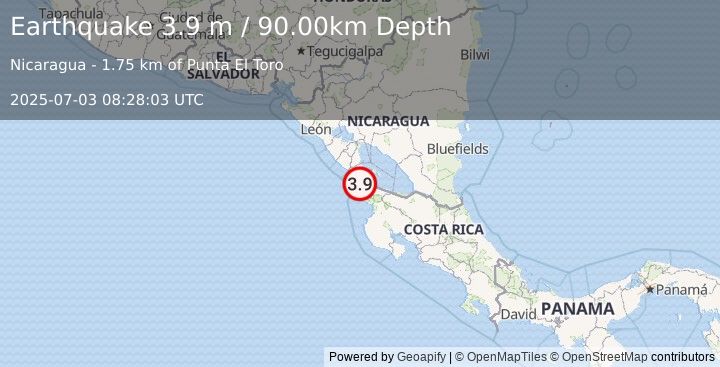 Earthquake NICARAGUA (3.9 m) (2025-07-03 08:28:03 UTC)