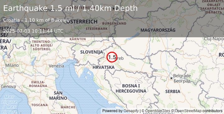 Earthquake CROATIA (1.5 ml) (2025-07-03 10:11:44 UTC)