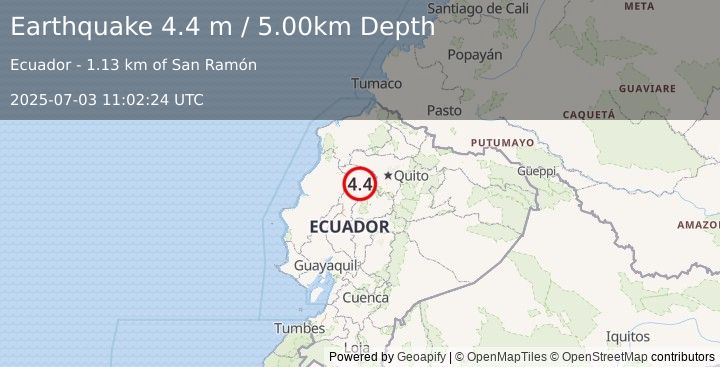 Earthquake ECUADOR (4.4 m) (2025-07-03 11:02:24 UTC)