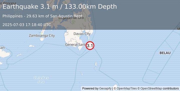 Earthquake KEPULAUAN TALAUD, INDONESIA (3.2 m) (2025-07-03 17:19:01 UTC)