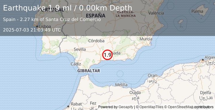 Earthquake SPAIN (1.9 ml) (2025-07-03 21:03:49 UTC)