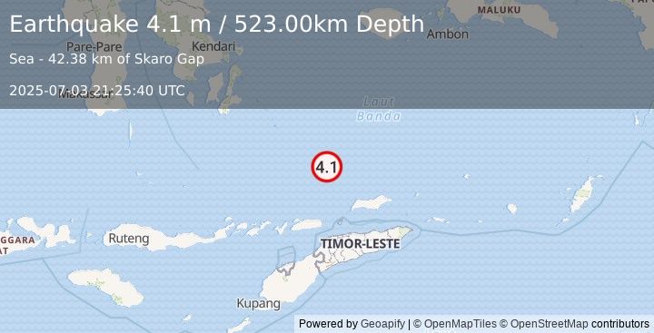 Earthquake BANDA SEA (4.1 m) (2025-07-03 21:25:40 UTC)