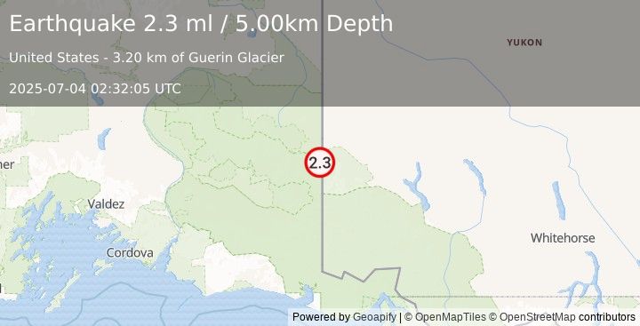 Earthquake SOUTHERN ALASKA (2.3 ml) (2025-07-04 02:32:05 UTC)