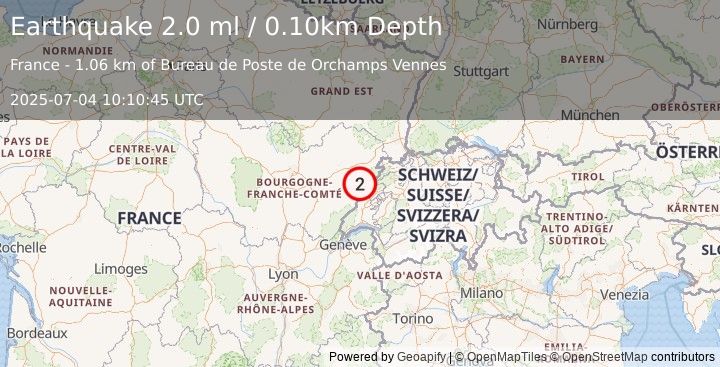 Earthquake FRANCE (2.0 ml) (2025-07-04 10:10:45 UTC)