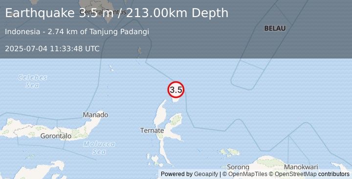 Earthquake HALMAHERA, INDONESIA (3.5 m) (2025-07-04 11:33:48 UTC)
