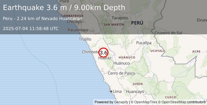 Earthquake CENTRAL PERU (3.6 m) (2025-07-04 11:58:48 UTC)