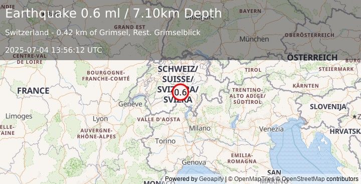 Earthquake SWITZERLAND (0.6 ml) (2025-07-04 13:56:12 UTC)