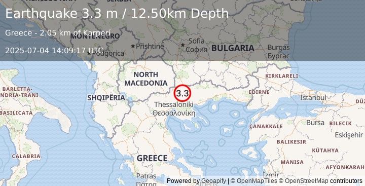 Earthquake GREECE (3.3 m) (2025-07-04 14:09:17 UTC)