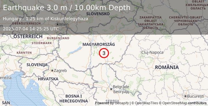 Earthquake HUNGARY (3.0 m) (2025-07-04 14:25:22 UTC)