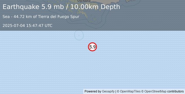 Earthquake DRAKE PASSAGE (5.6 mw) (2025-07-04 15:47:46 UTC)