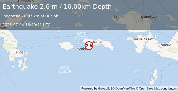 Earthquake SERAM, INDONESIA (2.6 m) (2025-07-04 16:40:41 UTC)