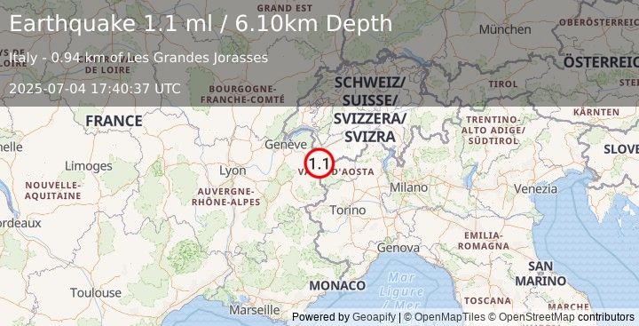 Earthquake FRANCE (1.1 ml) (2025-07-04 17:40:37 UTC)