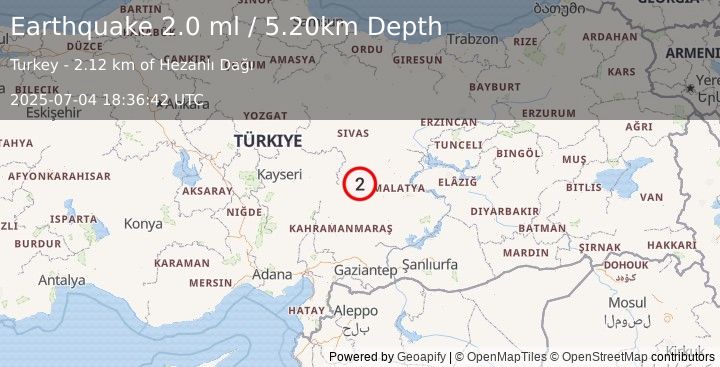 Earthquake CENTRAL TURKEY (2.0 ml) (2025-07-04 18:36:42 UTC)