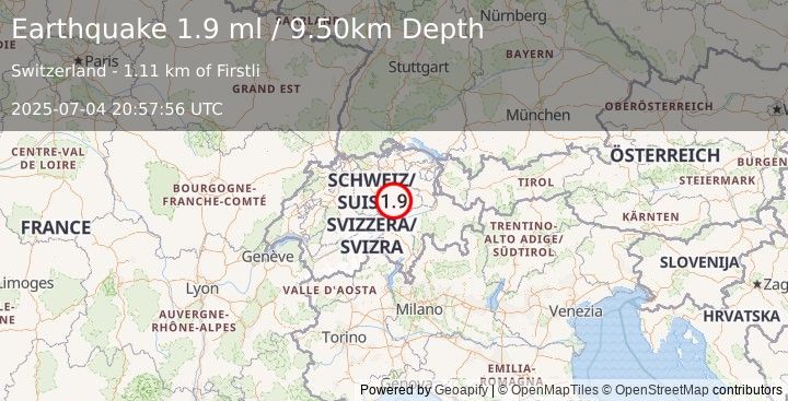 Earthquake SWITZERLAND (1.4 ml) (2025-07-04 20:58:00 UTC)
