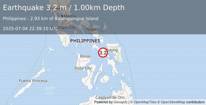 Earthquake LEYTE, PHILIPPINES (3.2 m) (2025-07-04 22:39:10 UTC)