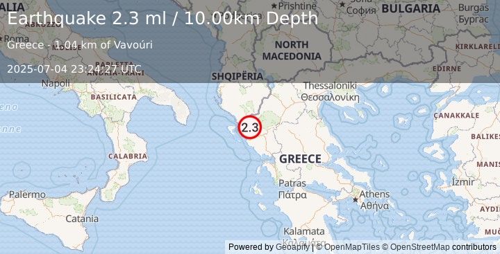 Earthquake GREECE (2.3 ml) (2025-07-04 23:24:27 UTC)