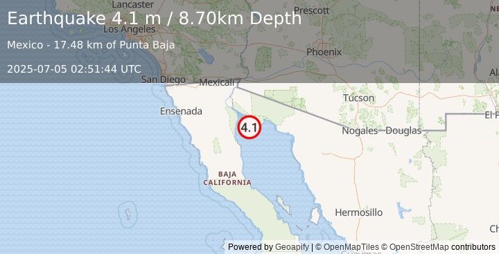 Earthquake GULF OF CALIFORNIA (4.1 m) (2025-07-05 02:51:44 UTC)