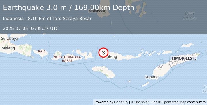 Earthquake FLORES REGION, INDONESIA (3.0 m) (2025-07-05 03:05:27 UTC)